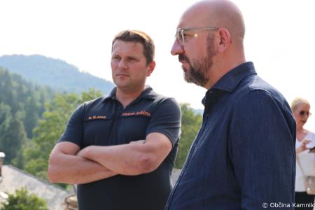Kamnik po poplavah sta si ogledala predsednik vlade dr. Robert Golob in predsednik Evropskega sveta Charles Michel dne 27. 8. 2023 (19)